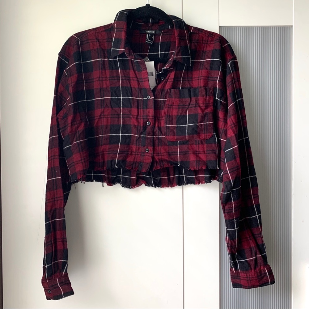 NWT cropped flannel shirt